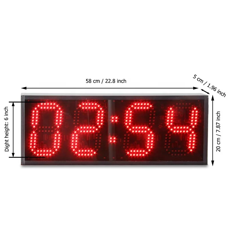 Outdoor Large Sports Gym Timer Interval Timer Watch 6 Inch Display Wall Clock Countdown Clock For Swimming