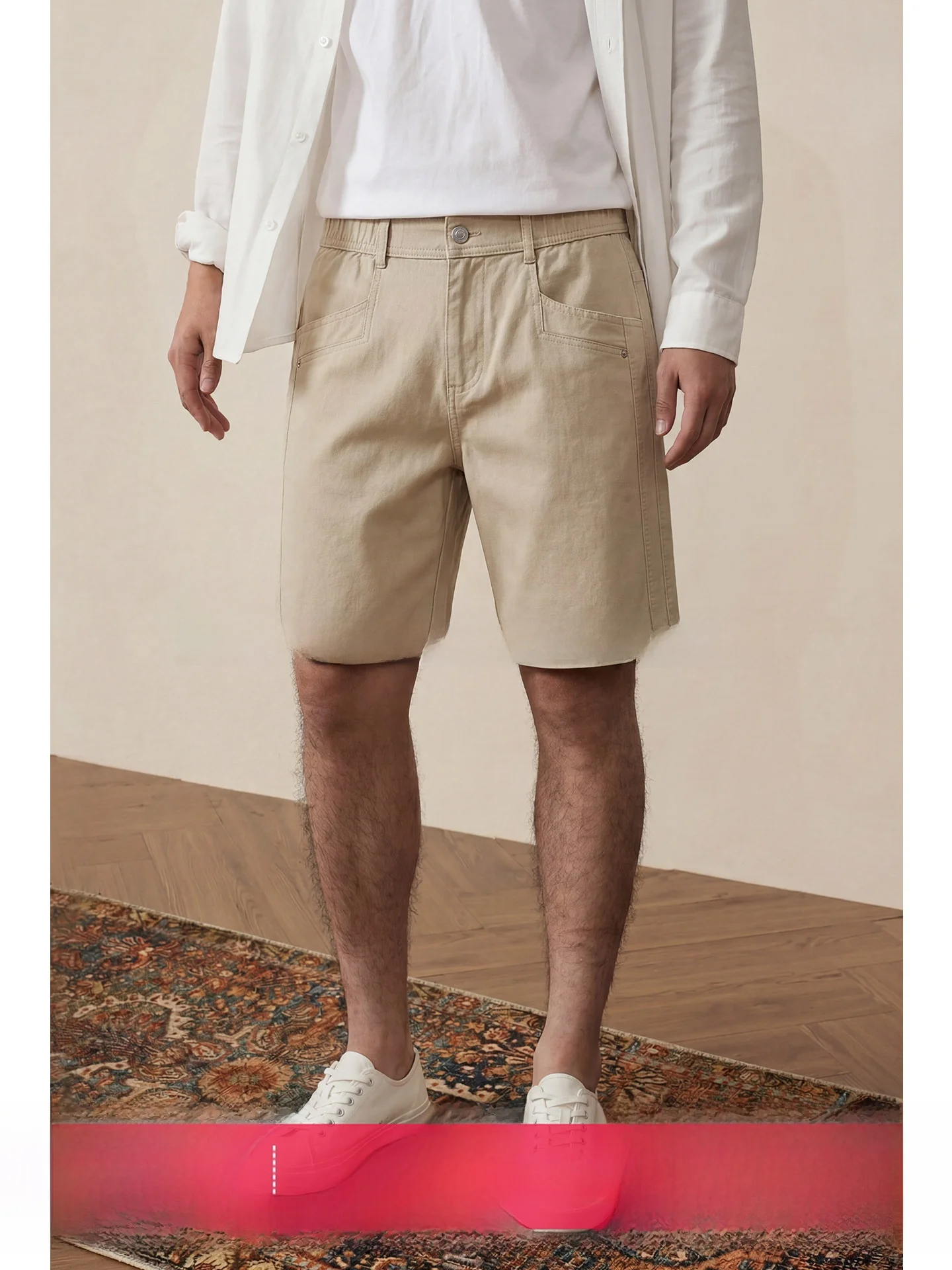 

Casual Pure Color Five-Quarter Shorts Men's Commuter Breathable Lyocell Cotton Blend American Workwear Shorts Summer