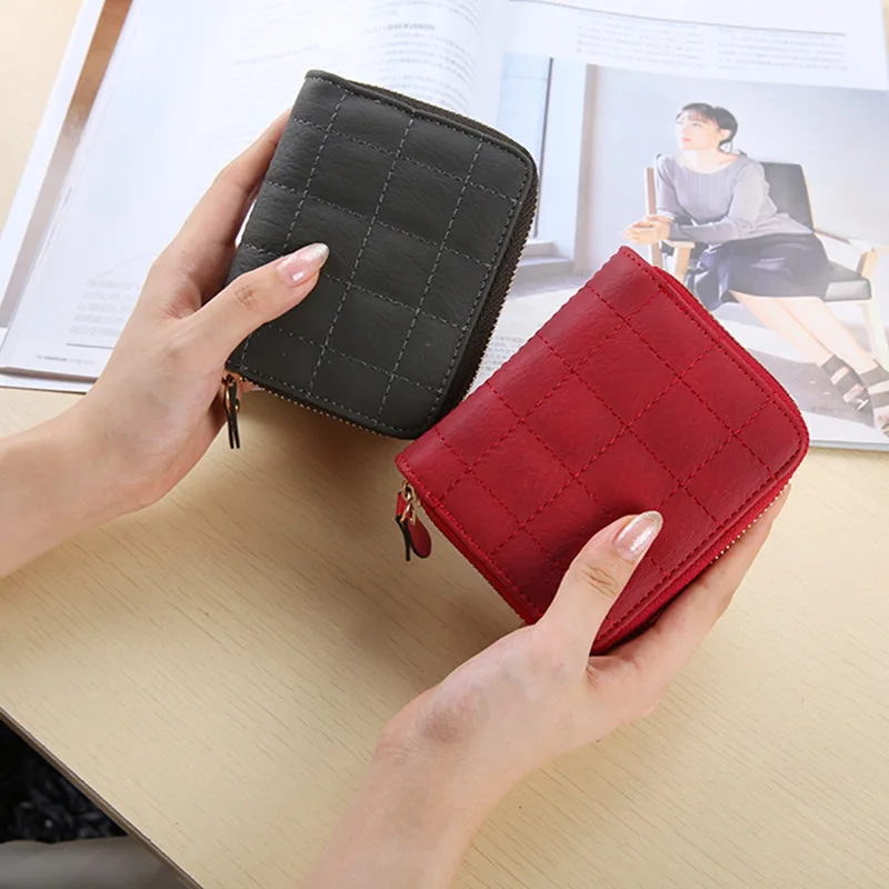 

Fashion Women Short Wallet PU Leather Bifold Card Holder Zipper Coin Purse Design High Quality Money Bag Female Wallets Bag