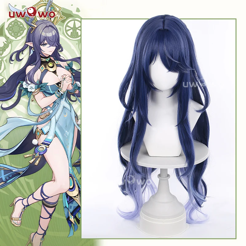 

UWOWO Lauma Wig Game Genshin impact Lauma Cosplay Wig Long Hair Blue Hair Halloween Wig
