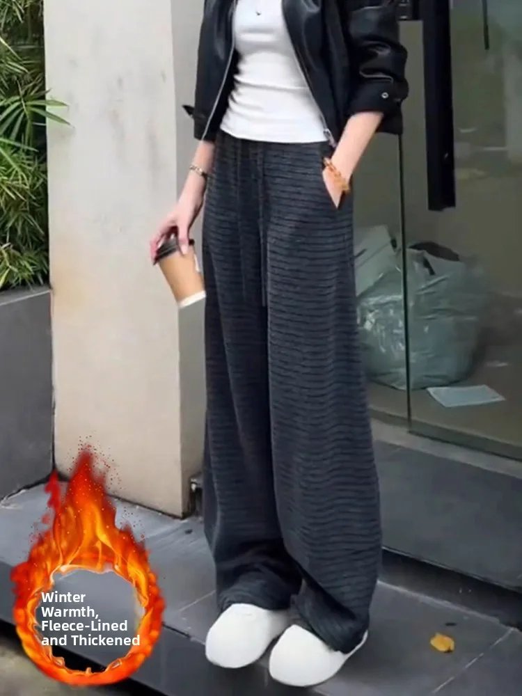 

Женские брюки с высокой талией и широкими штанинами, осенне-зимние, новые, повседневные, свободные, удобные, с карманами, шерстяные, в клетку, с эффектом юбки