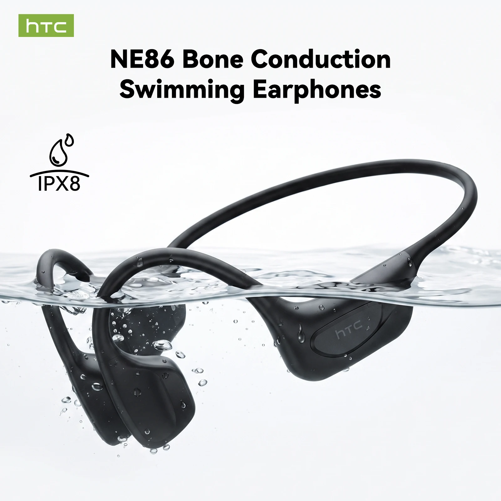 HTC Bone Conduction Swimming Earphones Bluetooth IPX8 Waterproof MP3 Player Heart Rate Blood Oxygen Tracker TWS Sport Earbuds