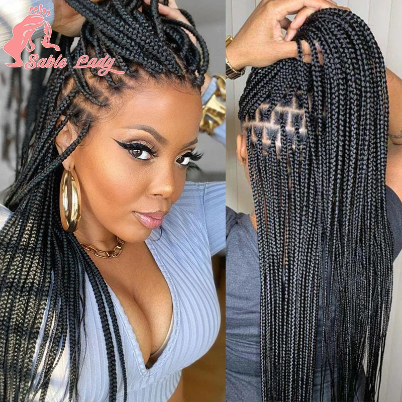 

Synthetic Full Lace Front Braided Wigs For Black Women Knotless Cornrow Box Braids Wig Goddess Braided Wigs Braiding Wig African