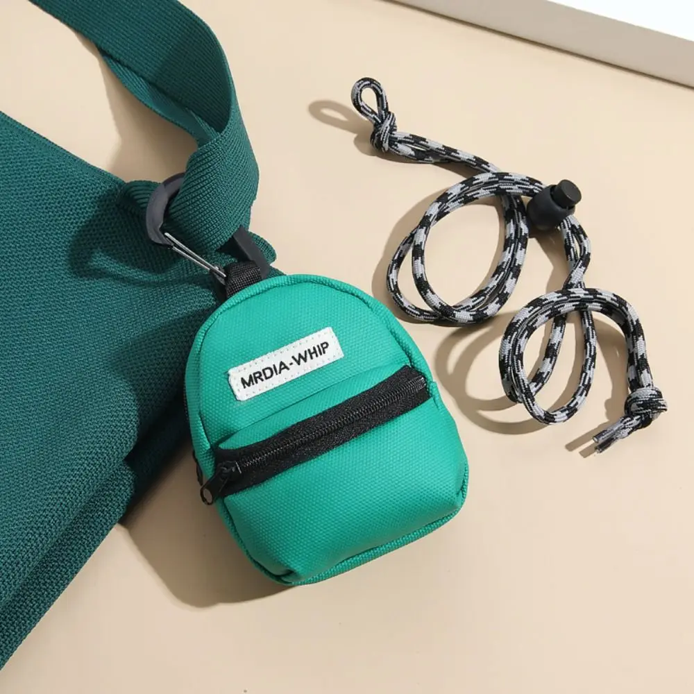 New Neck Hanging Coin Purse Contrasting Color Polyester Mini Wallet Anti-theft Earphone Storage Bag Small Key Bag