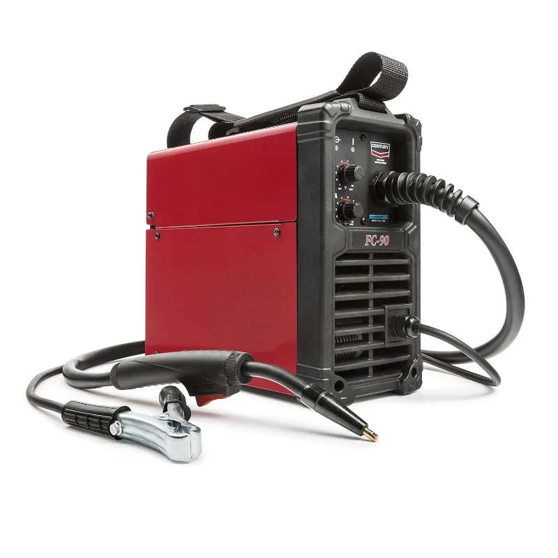 Flux Core Wire Feed Welder and Gun, 90 Amp, 120V, Inverter Power Source for Easy Operation, Portable Shoulder Strap