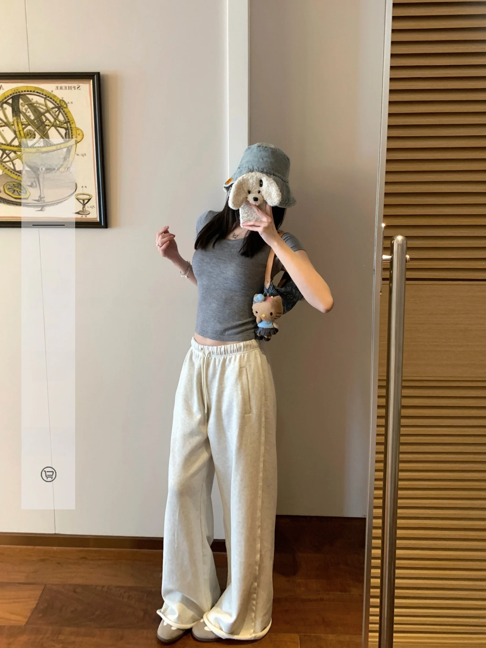 

Ego Studio Casual Cotton Sweatpants Dstring Loose Waist Straight Leg Pants Daily Wear Comfortable Women's Faion