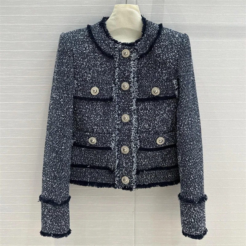 Women's jacket 2024 Autumn New Fashion Button Decoration Women's long sleeved top High quality cotton blend Women's coat Blazer