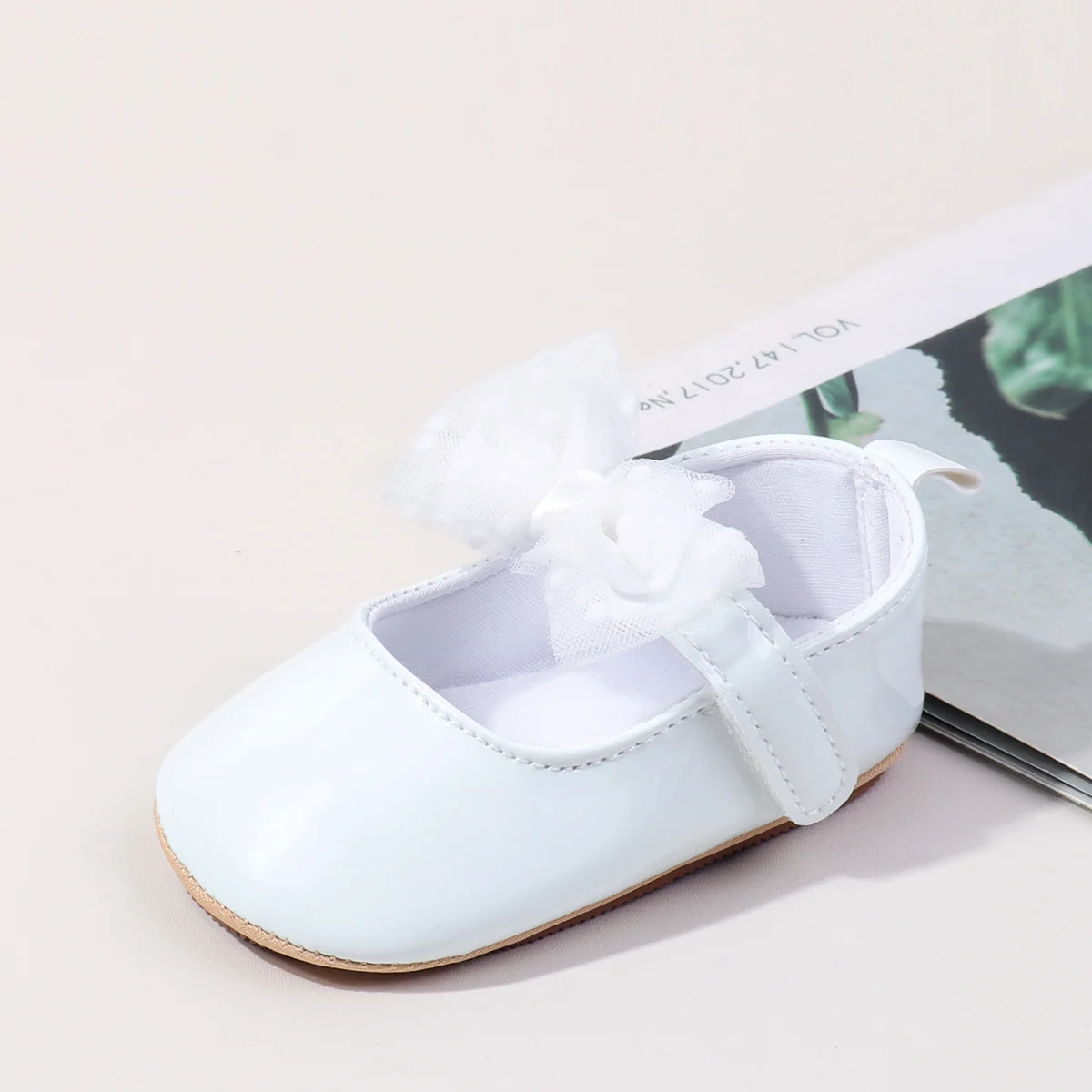 

New Style Spring Product Plain-Colored Bow Tie Baby Shoes For Newborn Girls Suitable For 0-18Months Learning Walking Shoes
