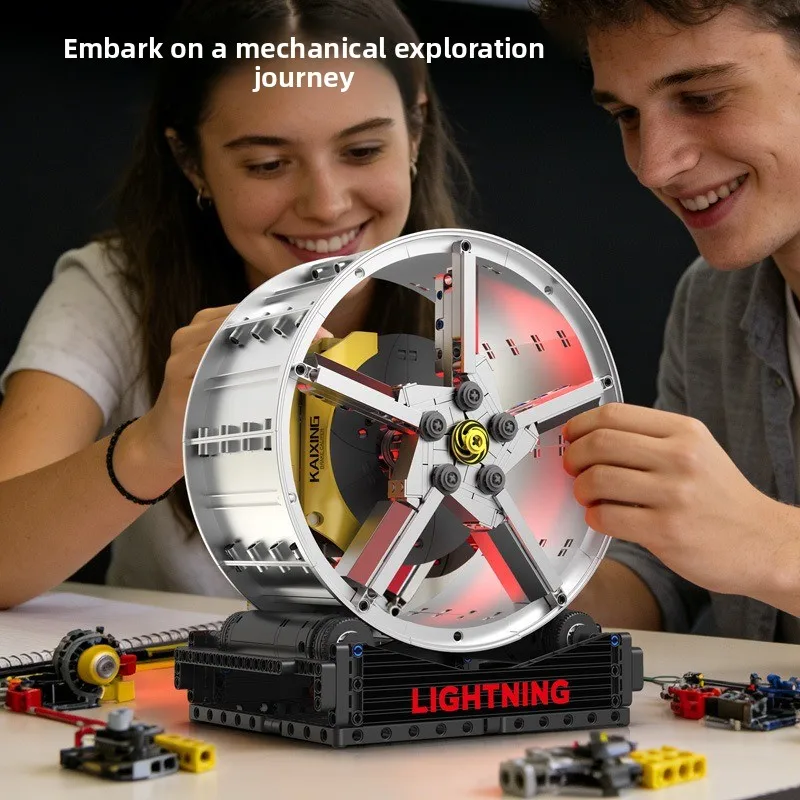 Image of Kreatives Super-Autofelgen-Modell Baustein-Set mit Beleuchtung, Elektrischer Rotation, Puzzle-Simulation, Baustein-Montage-Spielzeug, Geschenk