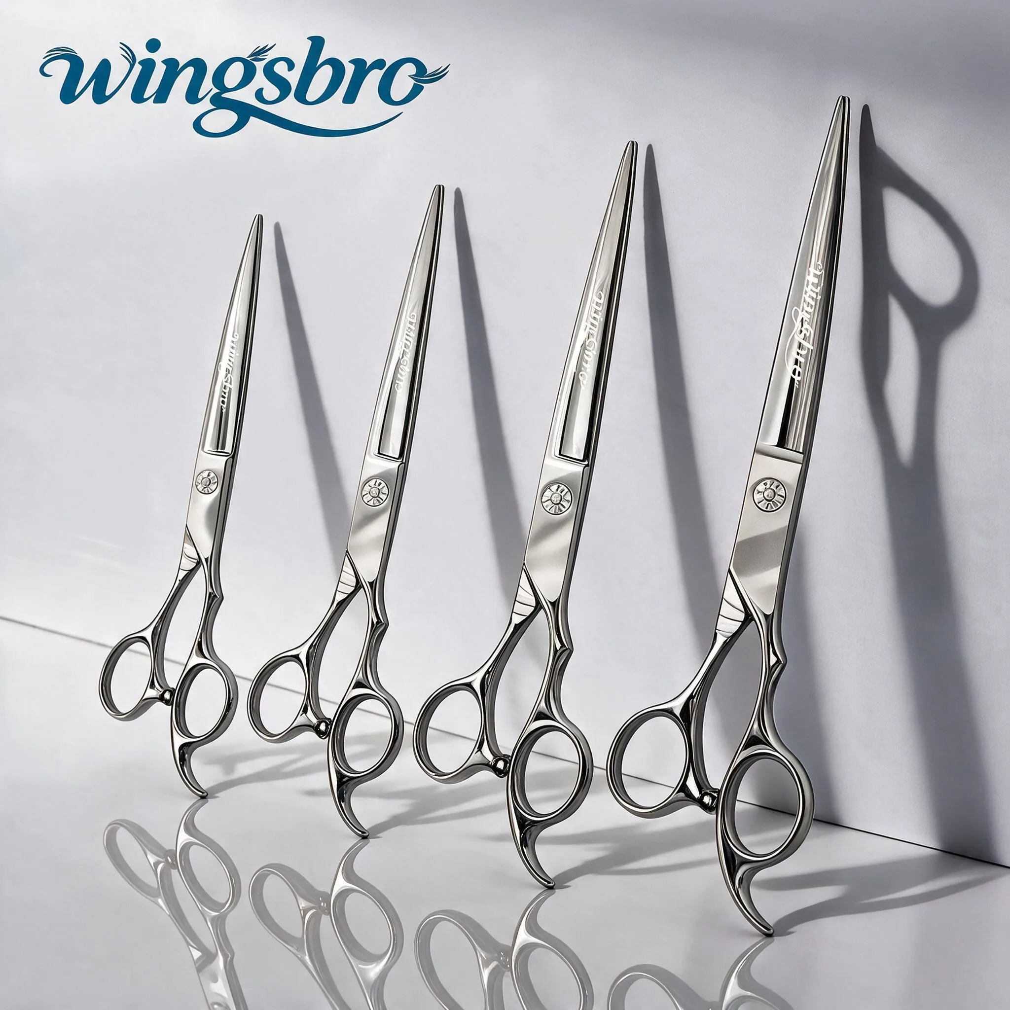 Wingsbro 6*7*8*9 Inch Hairdressing Scissors Hair Cutting Silver Stainless Steel Scissors - Elite Salon Barber Supplies Hair Tool