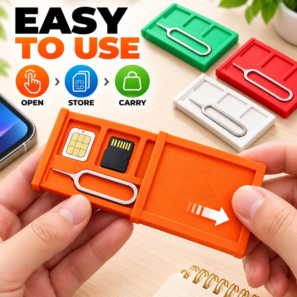 4PCS Phone SIM Card Organizer Cases Portable Pin Storage Boxes for Travel Backpack Packing and Small Accessories Travel Use