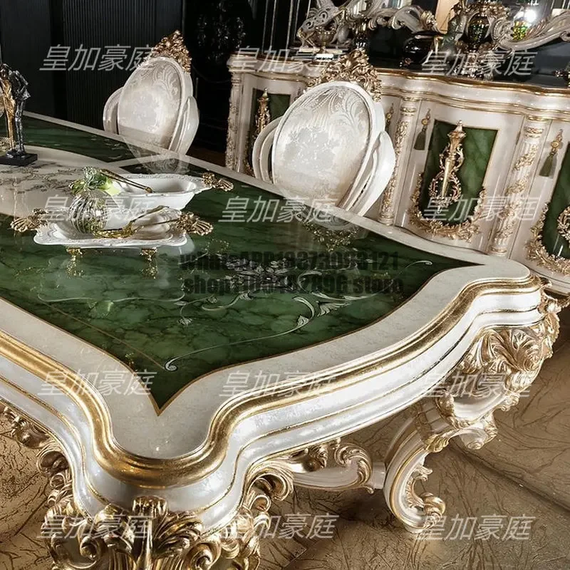 European furniture solid wood carving flower dining table French court dining table, furniture