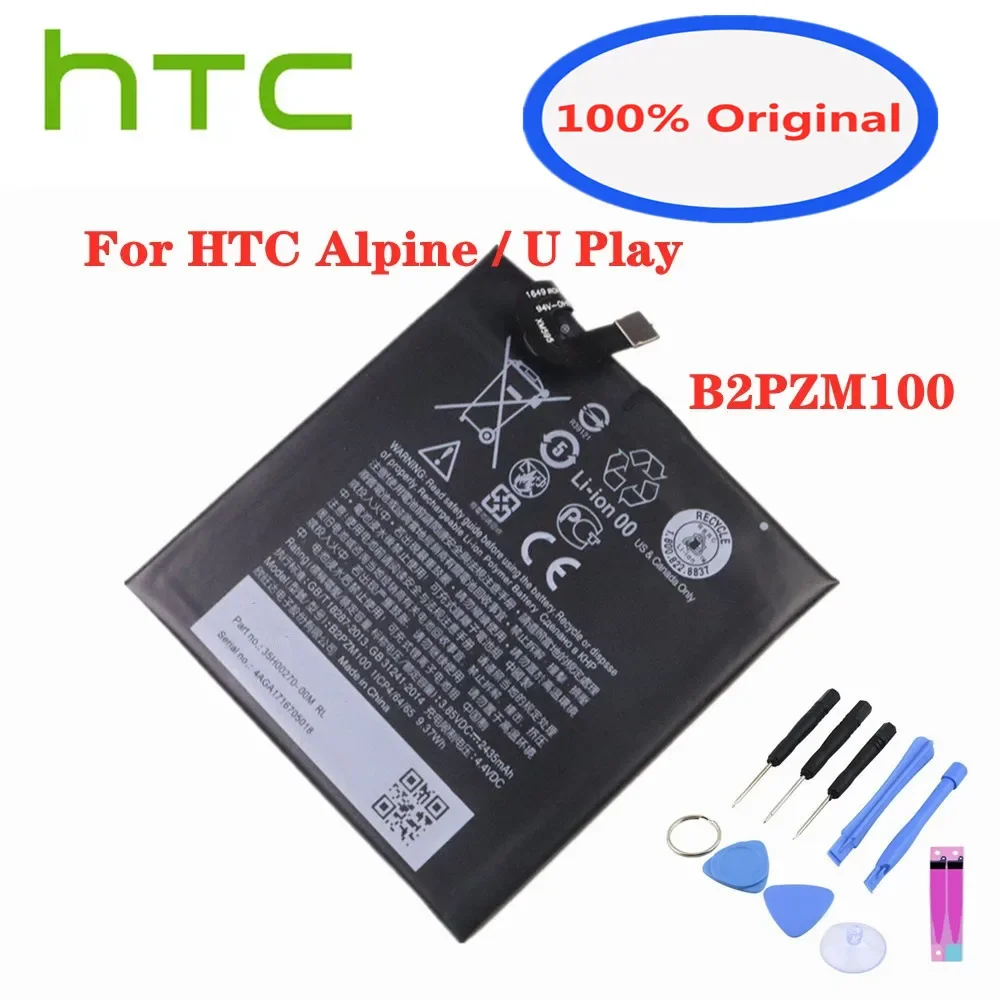 New 2435mAh B2PZM100 Original Phone Battery For HTC Alpine / U Play TD-LTE Dual SIM Battery Bateria Batteries + Tools