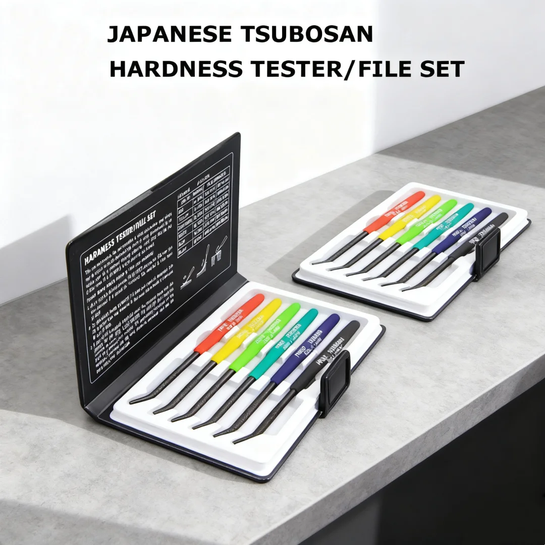 6pcs/SET Japanese Premium TSUBOSAN Handheld Hardness Tester File Handles for Easy Portability Steel File Set Grinding Tools