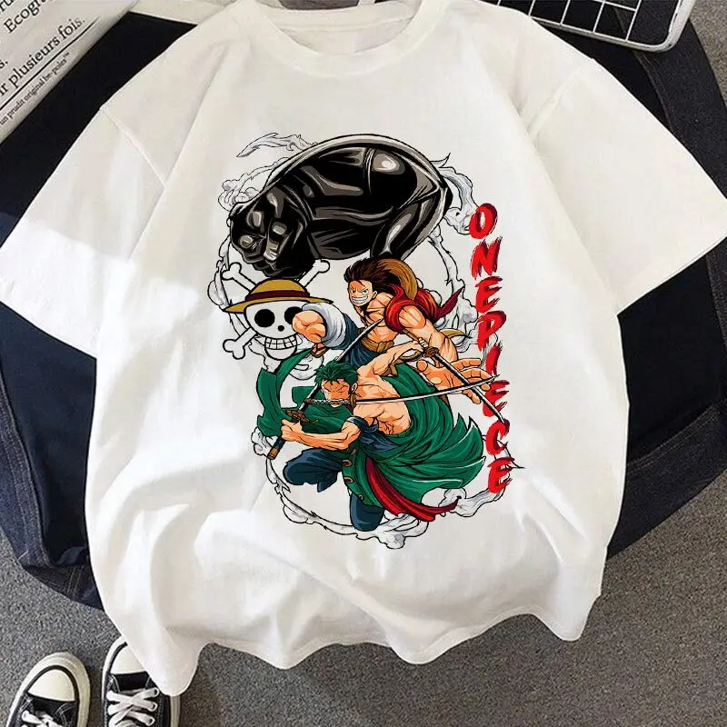 Sommer Anime One Piece Luffy Zoro bedrucktes T-Shirt für Herren und Damen, Kinder- und Elternkleidung, Jungen- und Mädchen-T-Shirt