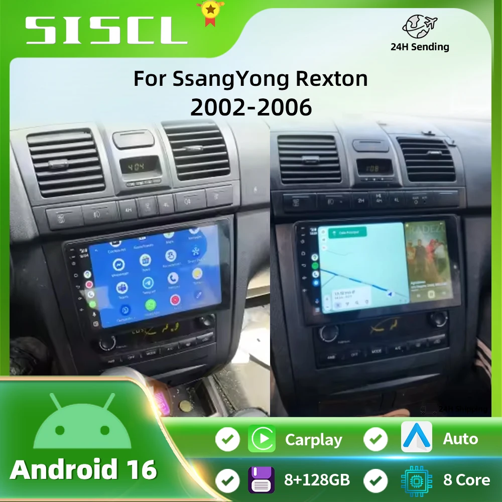 

Carplay Android 16 Auto For SsangYong Rexton W 2014 - 2016 GPS Car Radio Navigation Multimedia Video Player Stereo BT