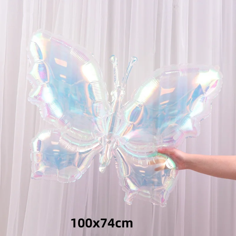 5 stücke Transparente Laser Schmetterling Luftballons Schöne Riesige Aluminium Film Ballon Hochzeit Geburtstag Bunte Ballon Party Dekoration