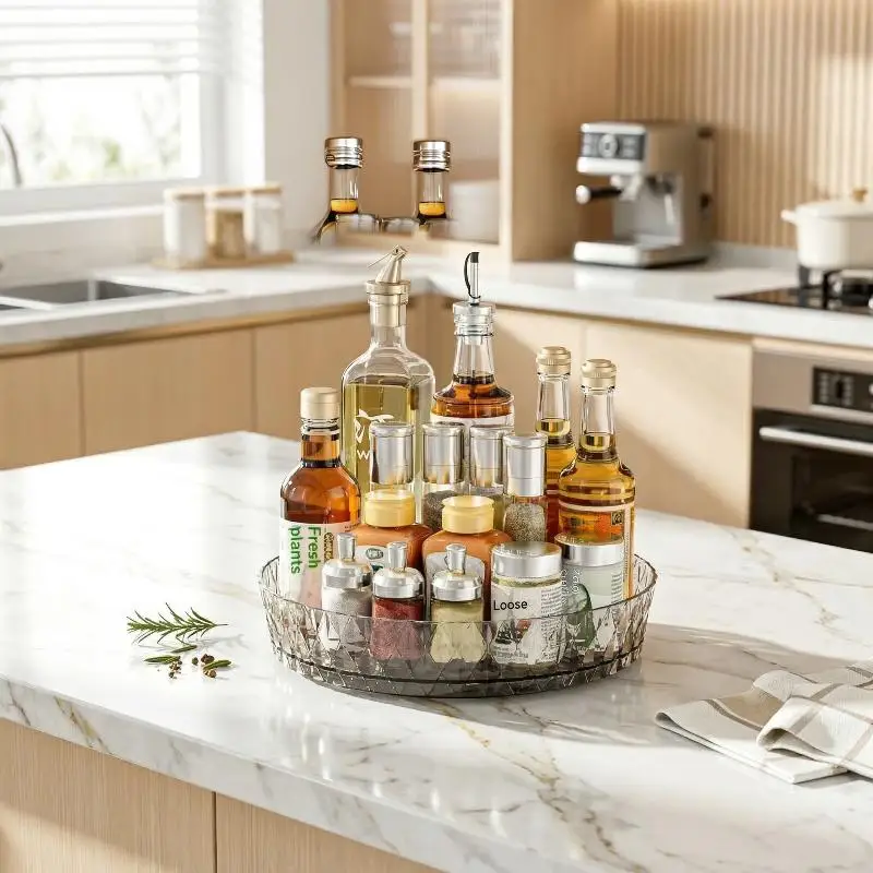 360° Multi Layer Rotating Storage Rack Kitchen Counter Turntable Organizer For Jars Bottles Herbs Easily Accessible