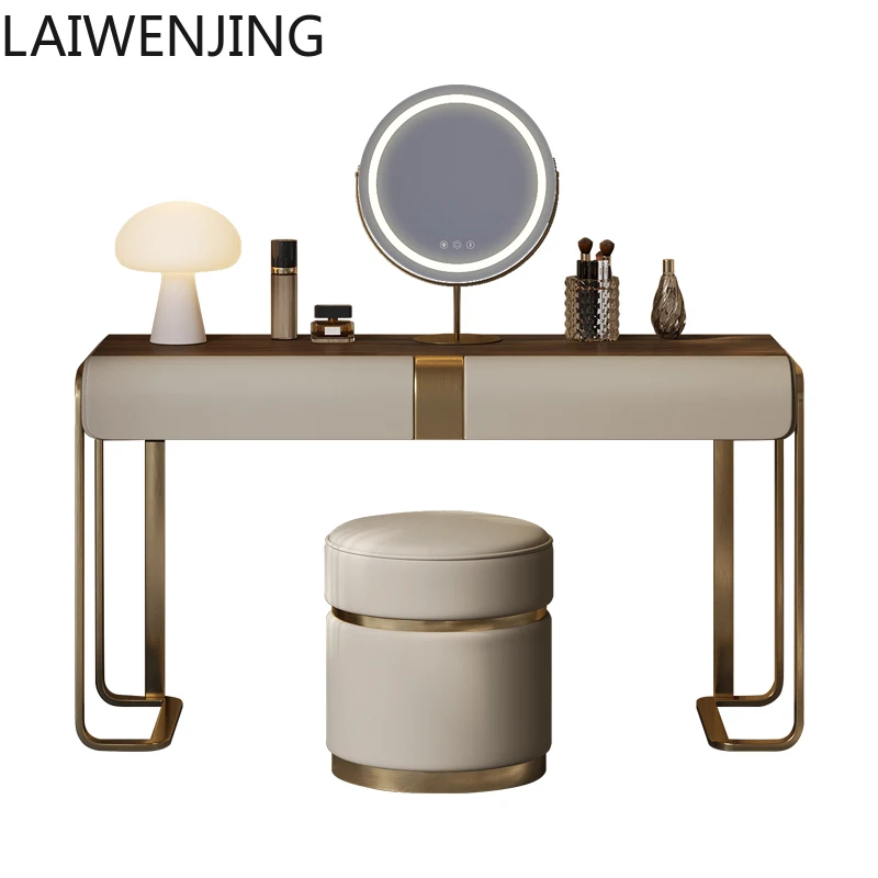 

HLZ simple dresser small apartment high-end modern fashion walnut pattern light luxury minimalist wabi sandy wind makeup table