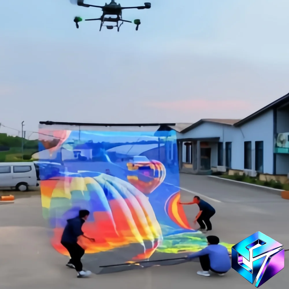 P15 P20 P25 Transparent Flying Flag LED DisplayHoisting Flexible Advertising Screen For Outdoor Event Show view 2