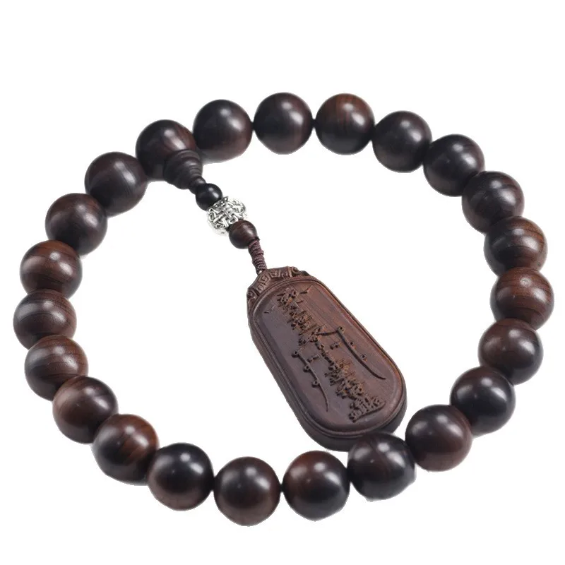 Natural Lightning Struck Cliff Cypress Handheld Pendant Unisex Cultural Handheld Piece With Tai Sui Carved Plaque Jewelry