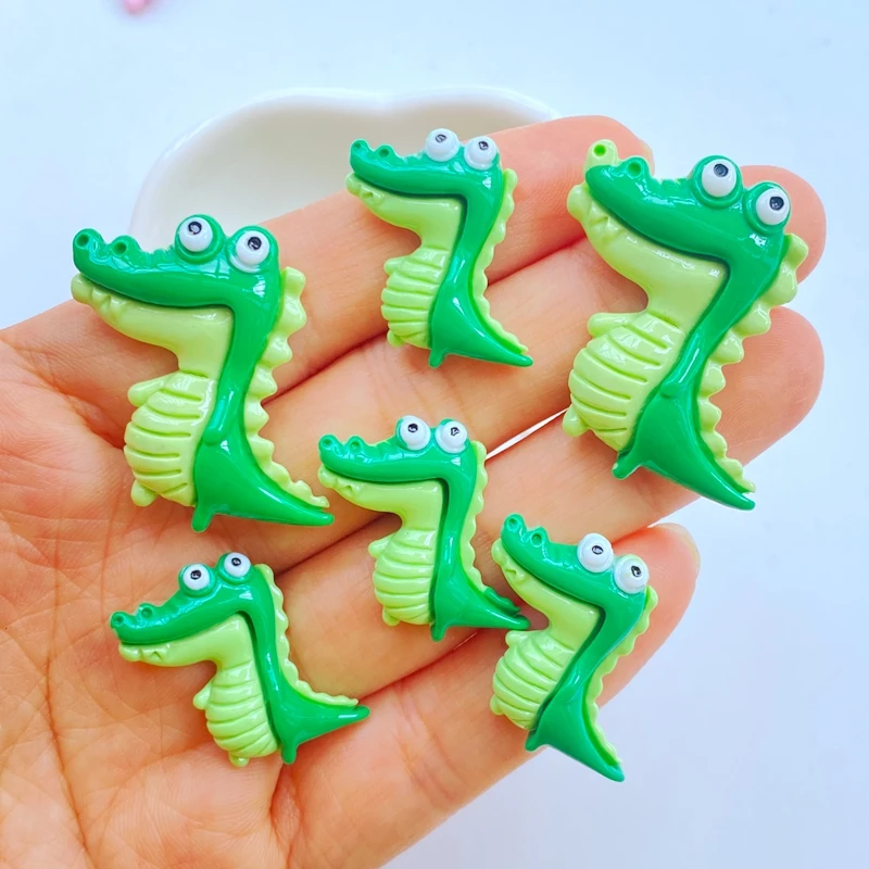 10Pcs New Cute Resin Cartoon Green Dinosaur Flat Back Fit Phone Deco Parts Embellishments for Hair Bows Accessories