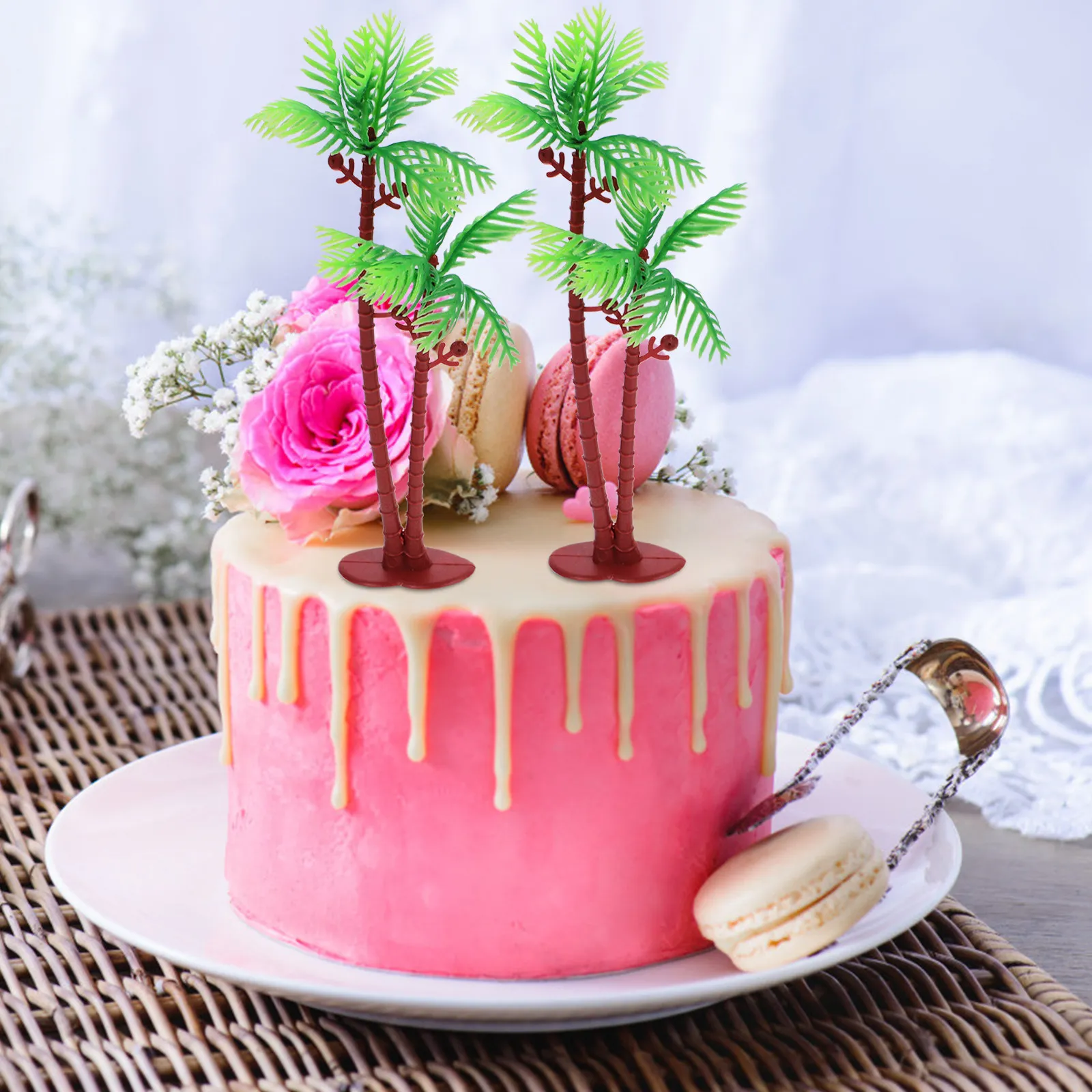 

10 шт. миниатюрных искусственных кокосовых пальм высотой 8 см из ПВХ для тропического декора, микроландшафта, DIY террариумов, аквариумов, садов, песочных столов