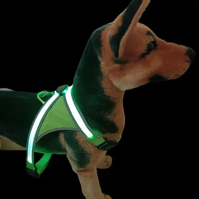 New LED luminous pet chest strap. Four lights. USB charging. Pet luminous vest. Pull strap. Traction rope