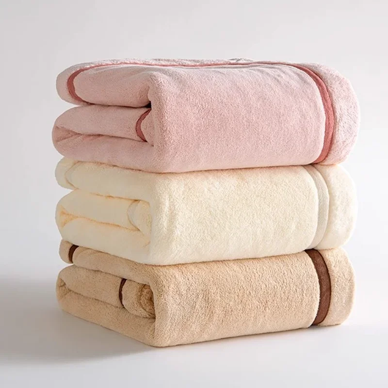 Nordic Super Soft Coral Velvet Bath Towel 90X170Cm 7A Antibacterial Absorbent Towel Skin-Friendly Warm Blanket for Office Beach