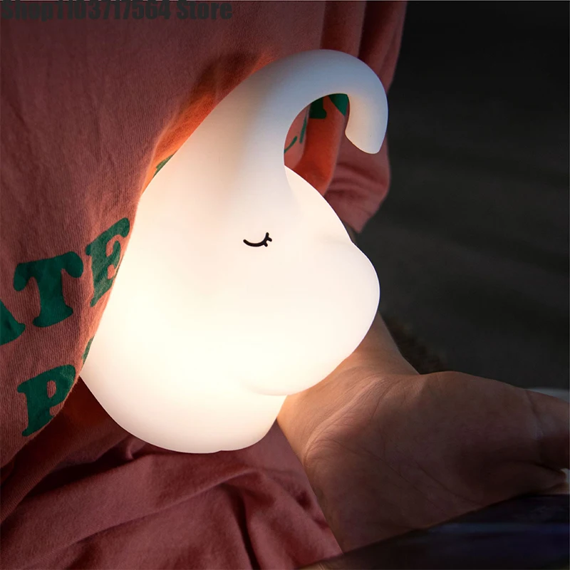 Elephant silicone night light 2024 new infrared portable pat light bedroom home mother and child charging night light