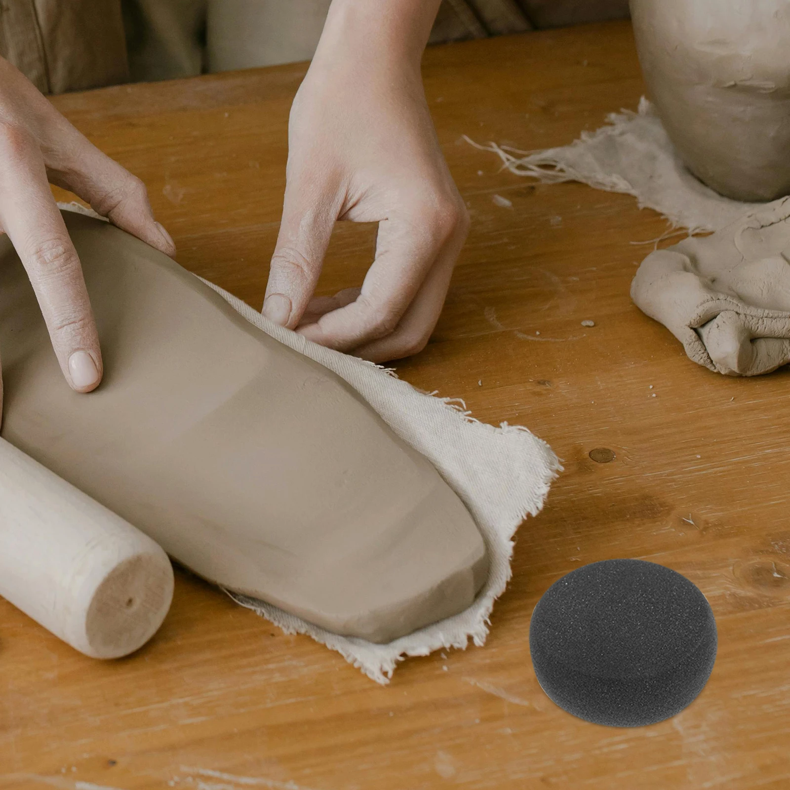 

2pcs Pottery Sponges Hydrating Water Absorbent Sponge Clay Cleaning Tool Reusable Round Applicator Craft Diy Studio Home Use