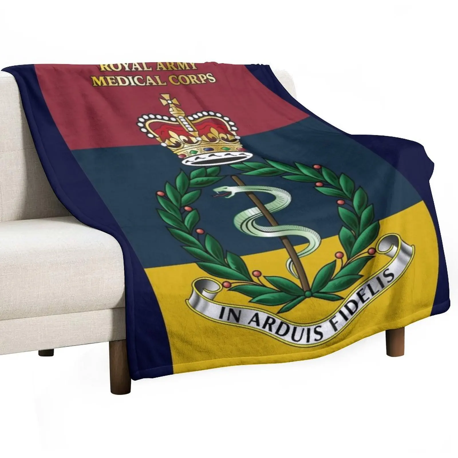 

Royal Army Medical Corps RAMC Cap Badge Insignia Throw Blanket heavy to sleep Furry Blankets