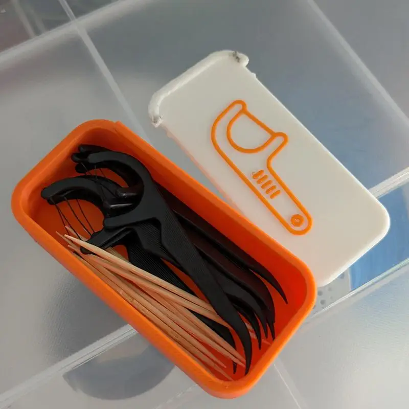 .1pc Mini Sliding Dental Floss Box Toothpick Box Portable Dental Floss Dispenser Small Items Storage Box For Home Office Travel