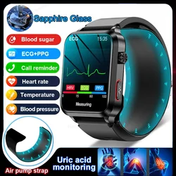 Medição de pressão arterial masculina e feminina Smartwatch, bomba de ar, airbag, glicose, lipídios, ECG, PPG, saúde, relógio inteligente, novo, 2024