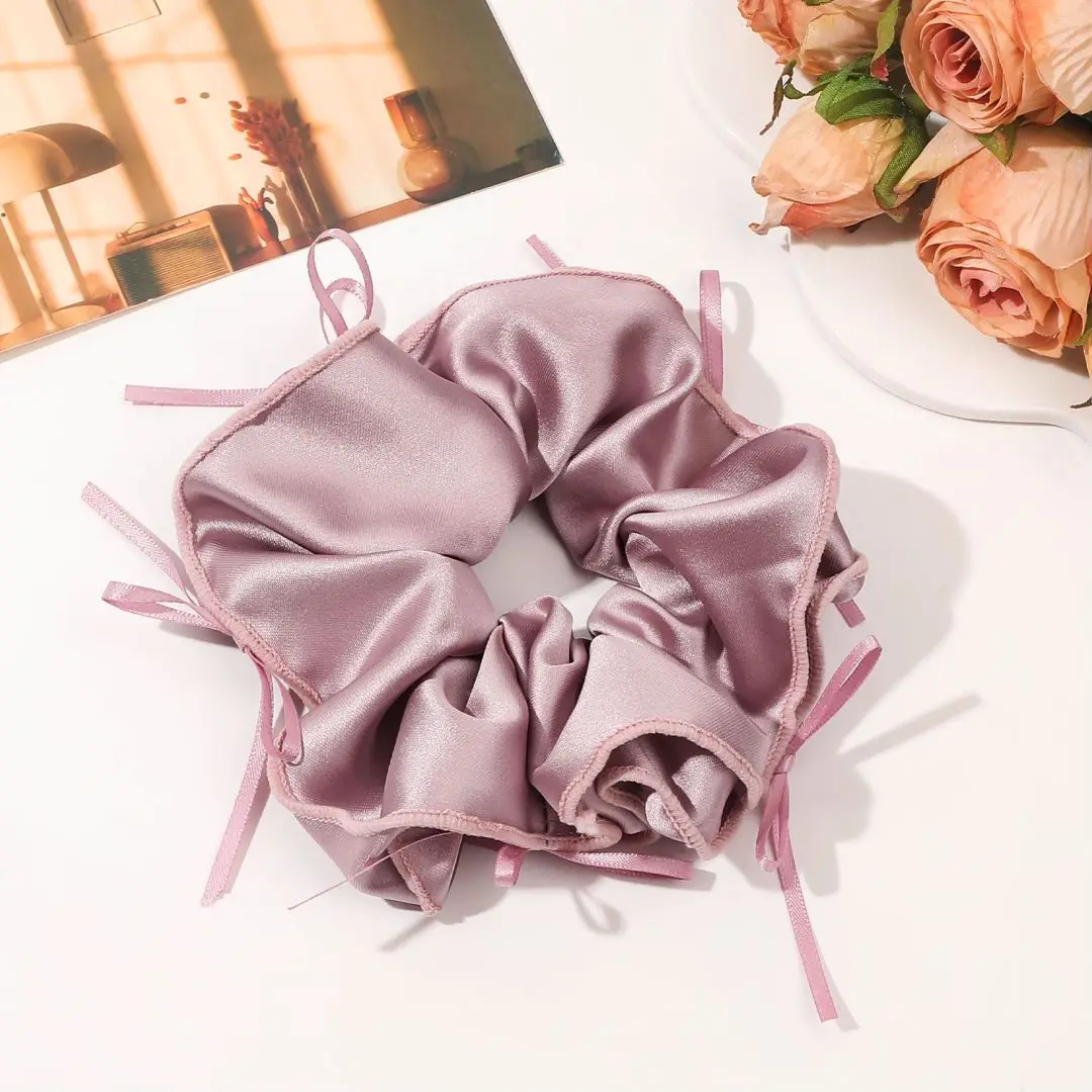 French Ballet Style Ribbon Bowknot Large Hair Ring Women Silk Hair Scrunchies Sweet Elegant Hair Rope Ties Gum Ponytail Holder
