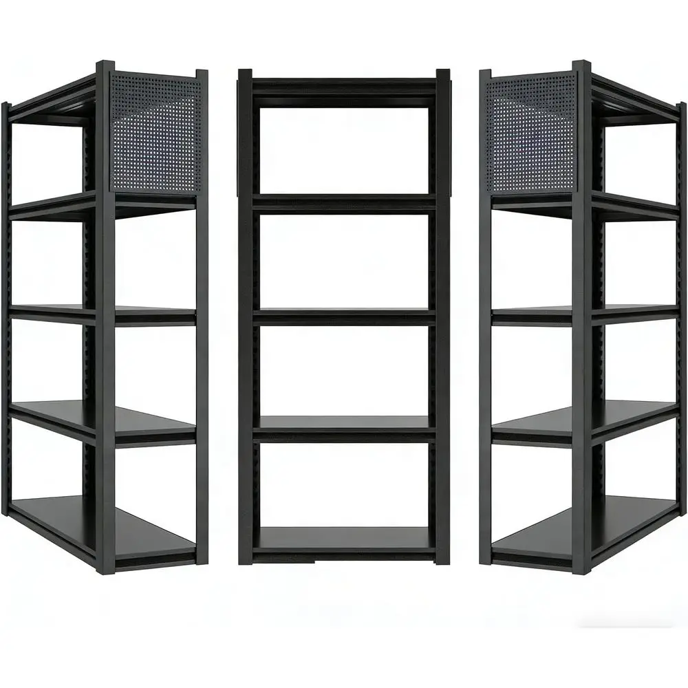 

3-Tier Heavy-Duty Metal Garage Storage Rack with Adjustable Shelves and Pegboard, 72x48 for Industrial Utility Organization