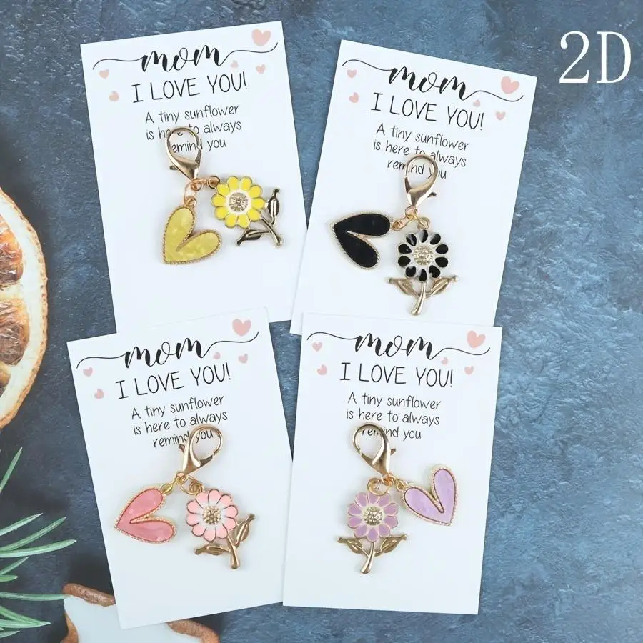 1/5/10/20/50/100pcs of 4 Sunflower And Heart Combination Keychains, with a 