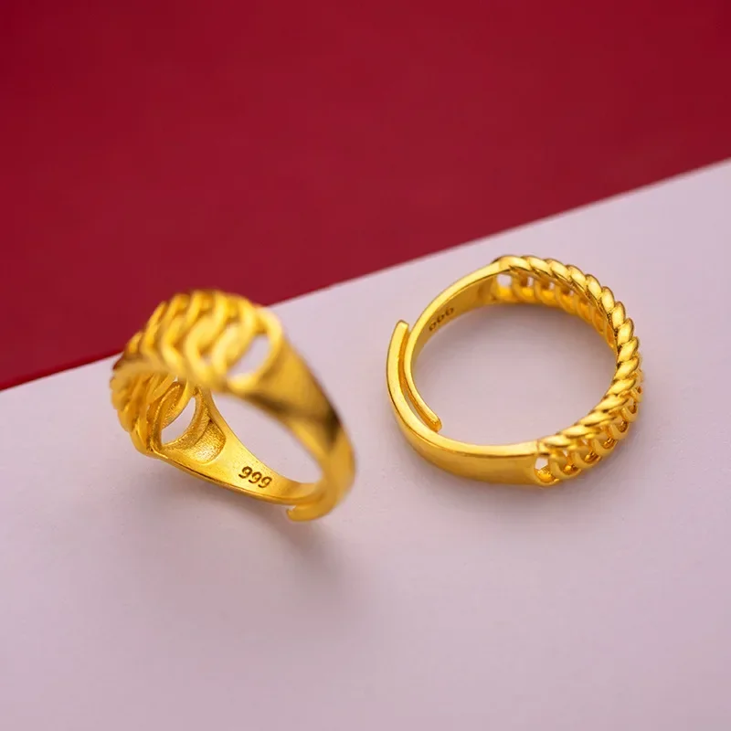 

9999 Real Gold 24K Boss Ring Hot Couple Twist Ring Fashion Versatile