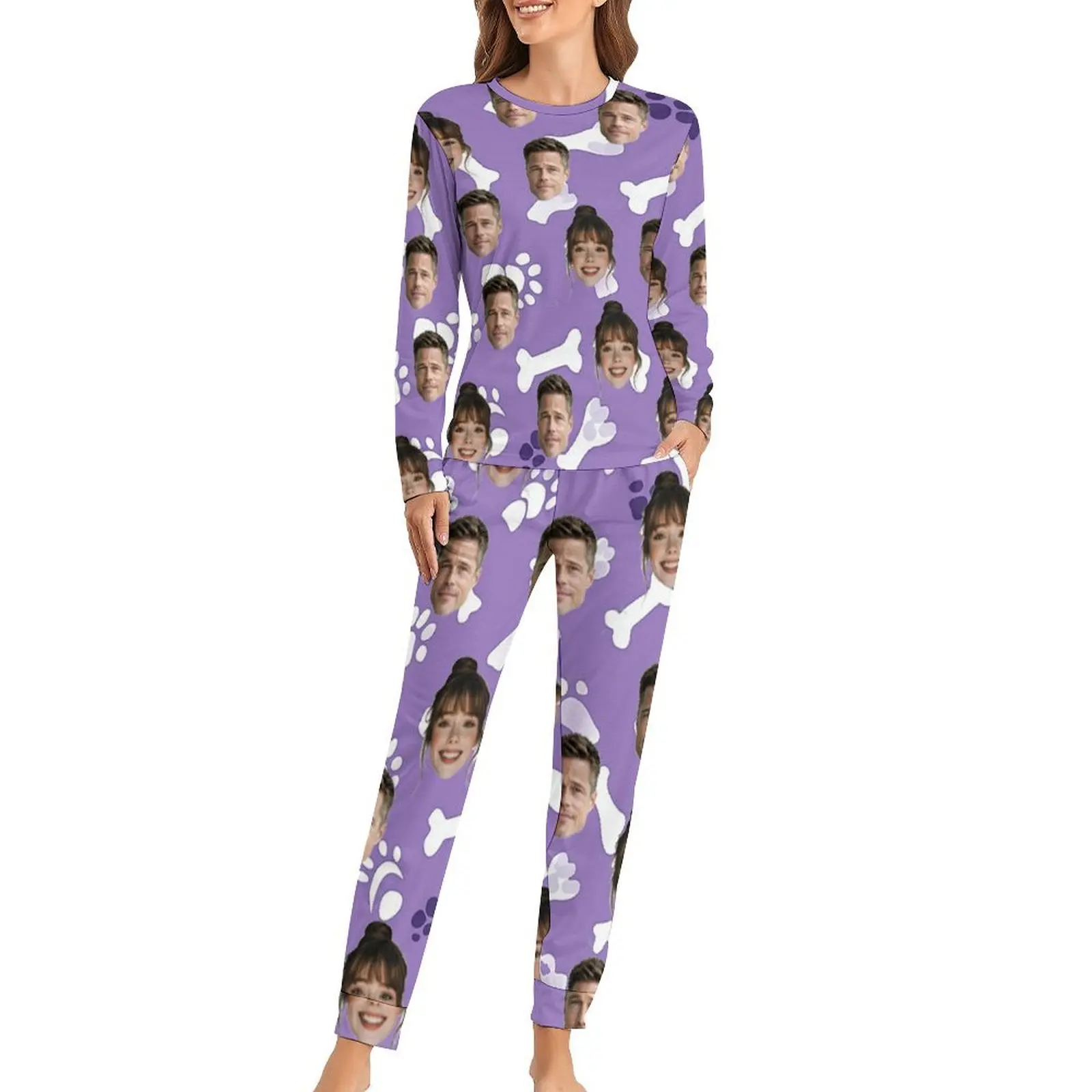 Personalisiertes Gesicht Herz Pyjama Set Pyjama Set personalisierte Foto Nachtwäsche Party Weihnachten