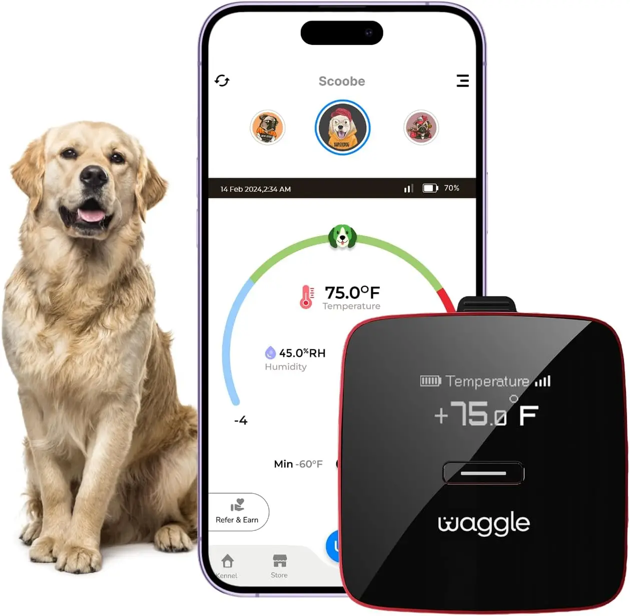 Waggle RV/Dog Safety: Wireless pet monitor with GPS (Verizon).  Alerts on temp/humidity/geofence via SMS/email 24/7.