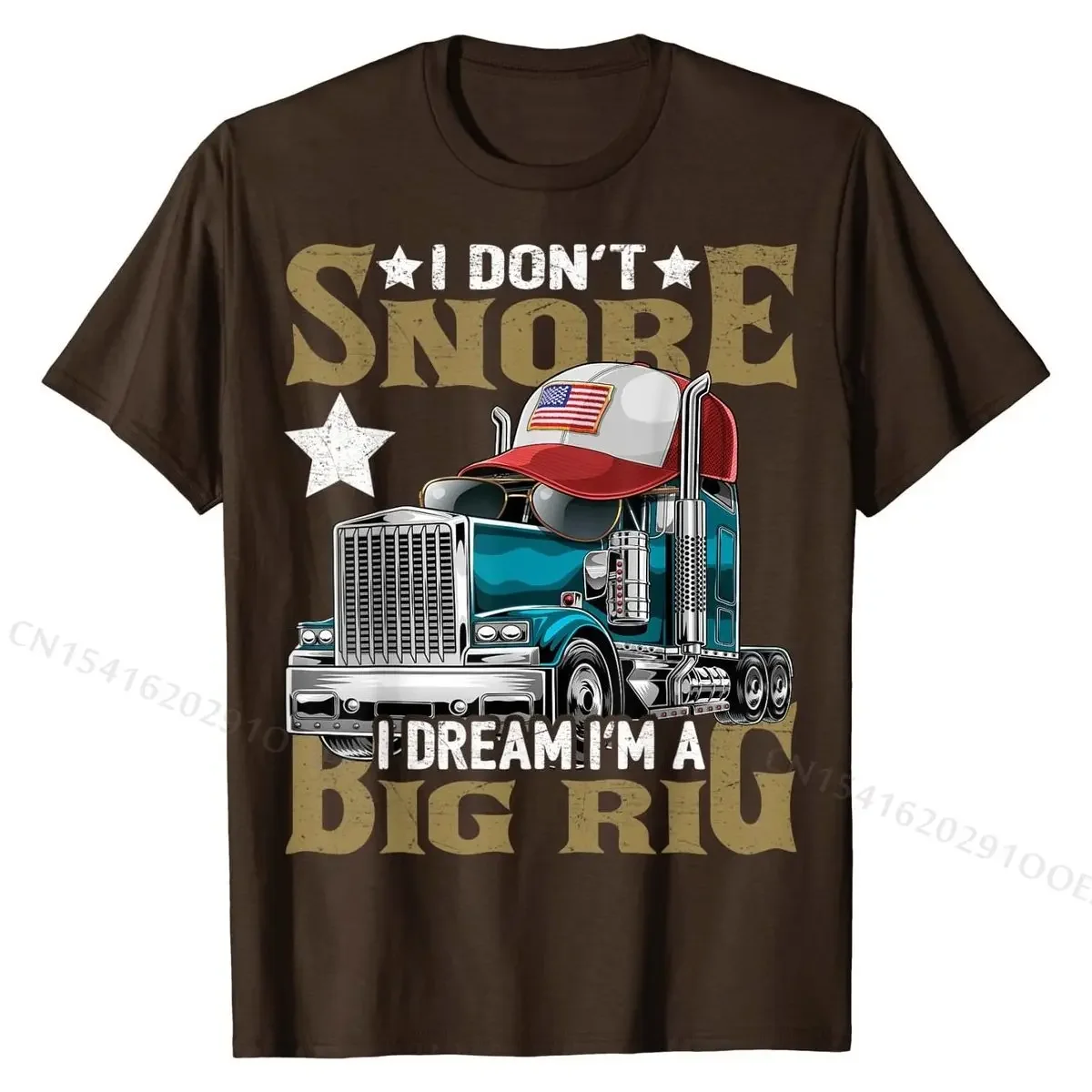 I Don't Snore I Dream I'm a Big Rig Trucker Hat Shirt Gift Camisa Tops Shirts Cotton Men's Top T-shirts Camisa Coupons