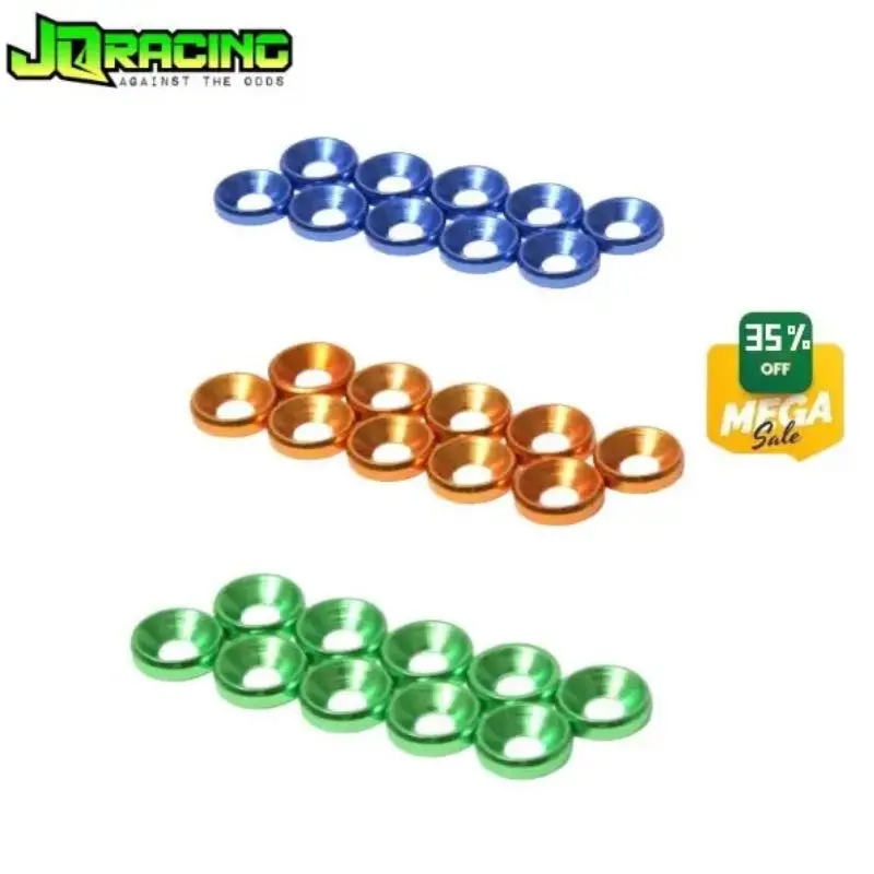 Original JQ Racing JQA0031  JQA0033 JQA0034 M3 Countersunk Washer 10pcs Blue Gold Green For RC 1/8 JQ Buggy Off-road Rc part