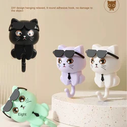 Creative Cartoon Cat Decorative Hooks Key Holder Self-Adhesive Funny Heavy Duty Hook Seamless Dormitory Bedroom Door