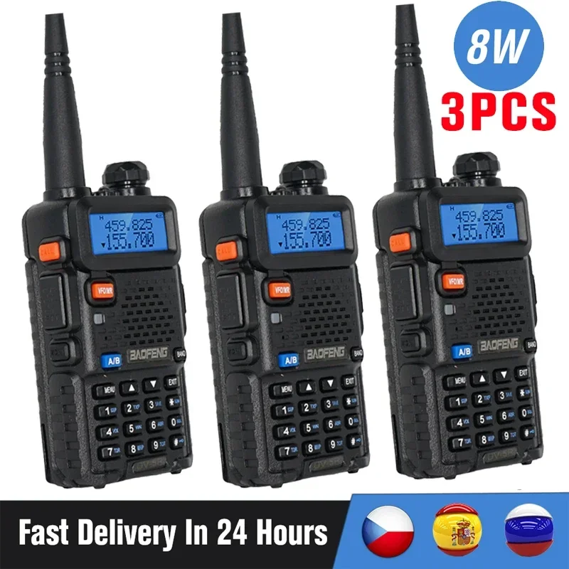 3/4PCS BaoFeng UV-5R Walkie Talkie High Power 8W UV5R Dual Band UHF/VHF Two way Radio Transmitter UV5R Transceiver 10km CB Radio