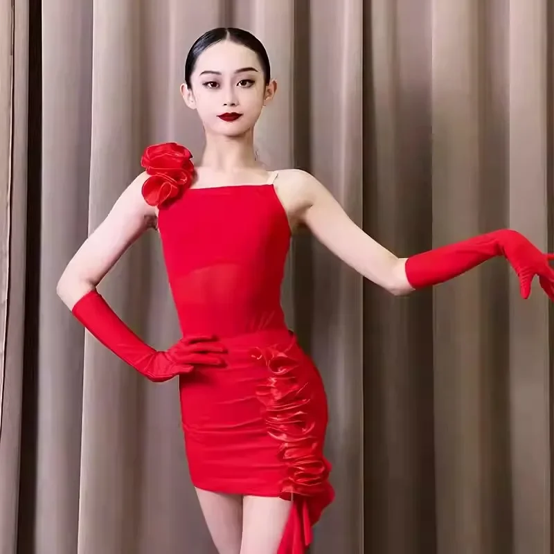 

Latin Dance Dress for Girls 2025 Autumn/Winter New Training Dress, Children's Advanced Sense Practice Dress, Children's Set