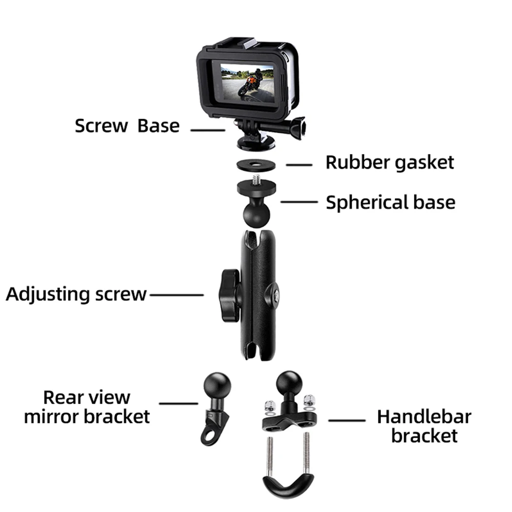 For GoPro 360°Rotatable Motorcycle Bicycle Handlebar Mirror Mount For GoPro Hero 13 12 11 10 Insta360 X5 X4 X3 DJI Action 5 4 3