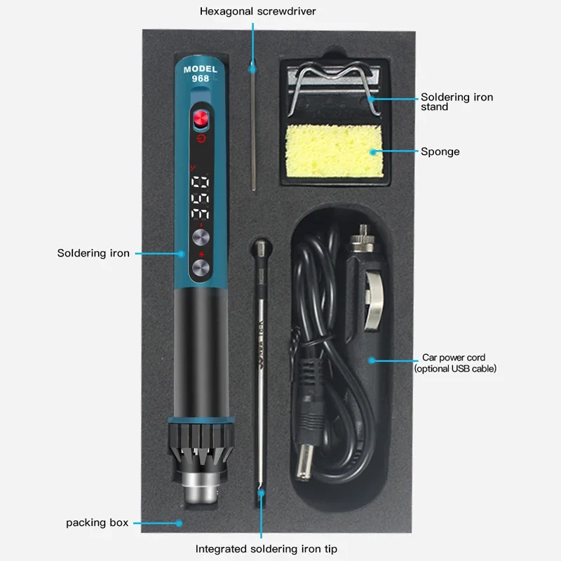 CXG 968 USB Soldering Iron Electric Mini Portable Adjustable Constant Temperature Sleep Function LED Display Weld Tools 24V 230W