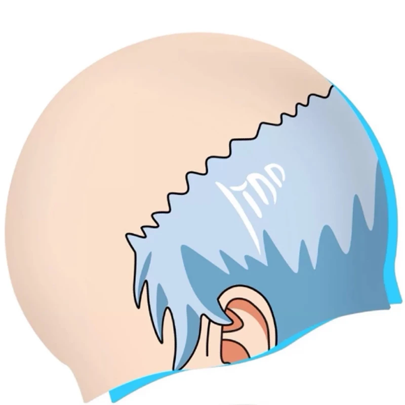 New Funny Bald Head Swim Cap Mediterranean Print Silicone Waterproof Anti-Slip Swimming Hat Unisex for Pool Beach Party Supplies
