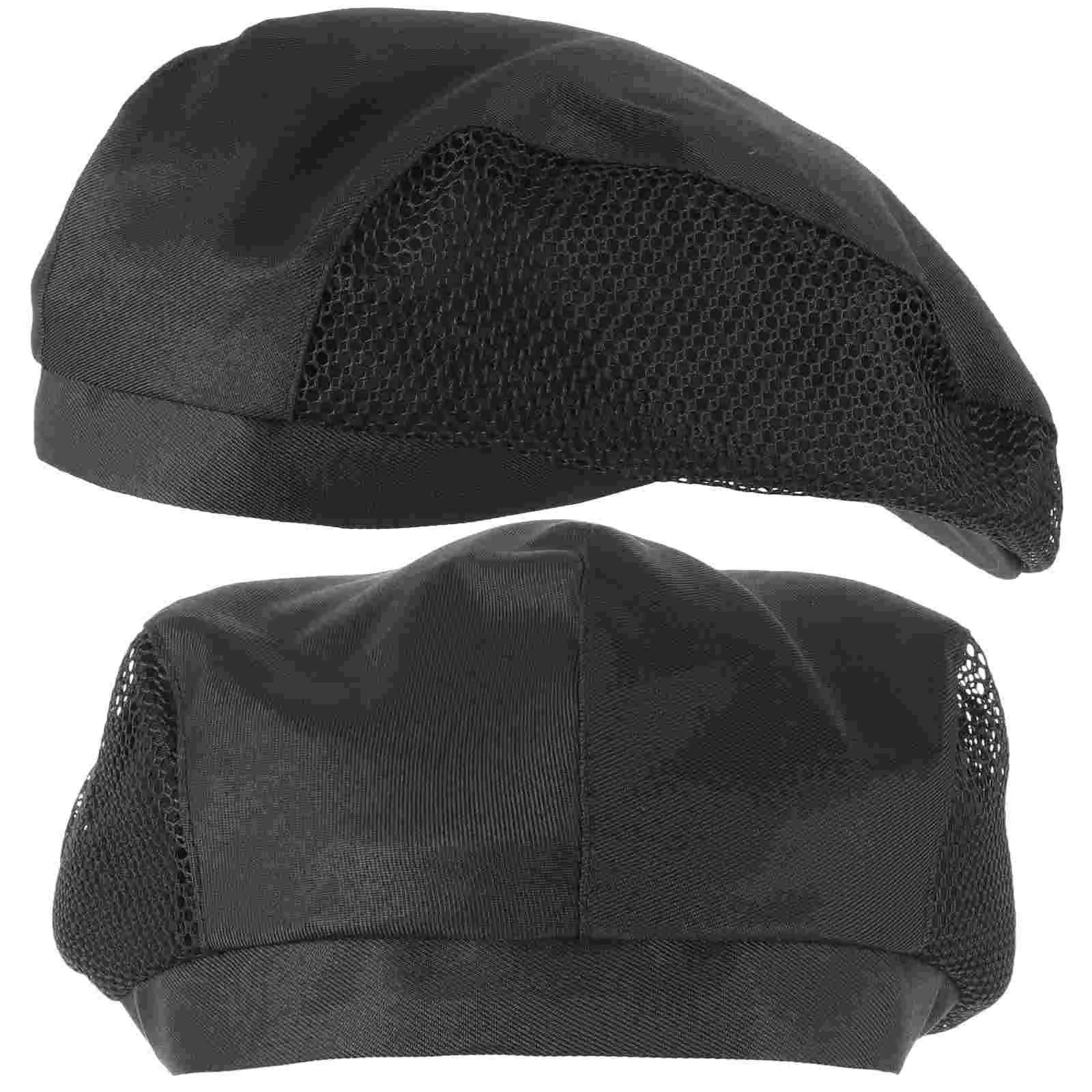 Boina de camarero para mujer, gorros esponjosos de red para el pelo, trajes y gorras de Chef para trabajador, invierno, 2 uds.