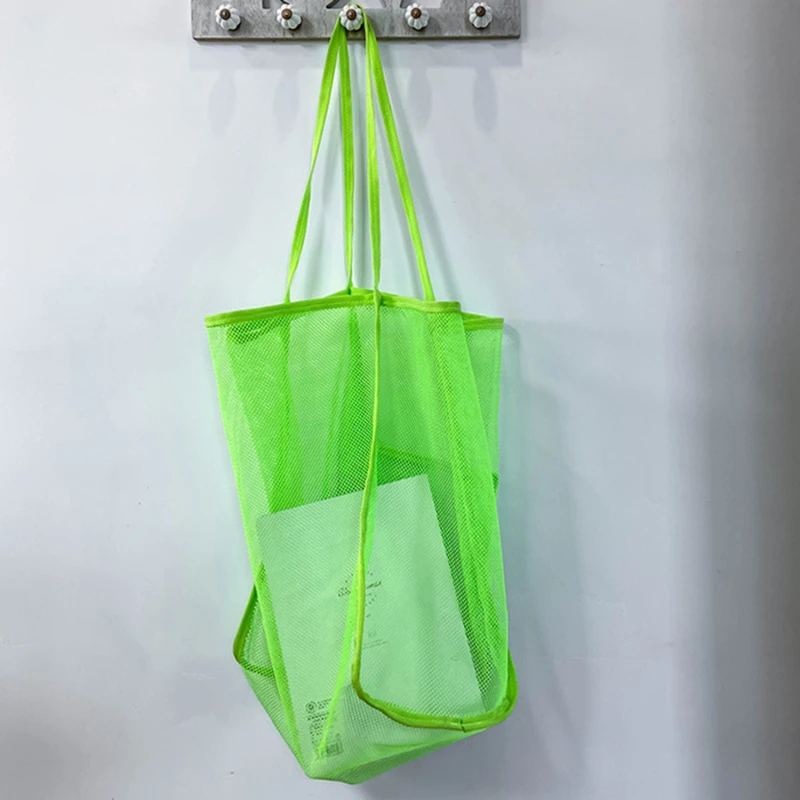 Protable Mesh Bag Large Capacity Reusable Kids Toys Storage Bags Swimming Beach Bag Women Makeup Organizer Shopping Handbag